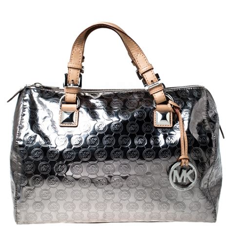 michael kors signature satchel bags|Michael Kors manhattan silver bag.